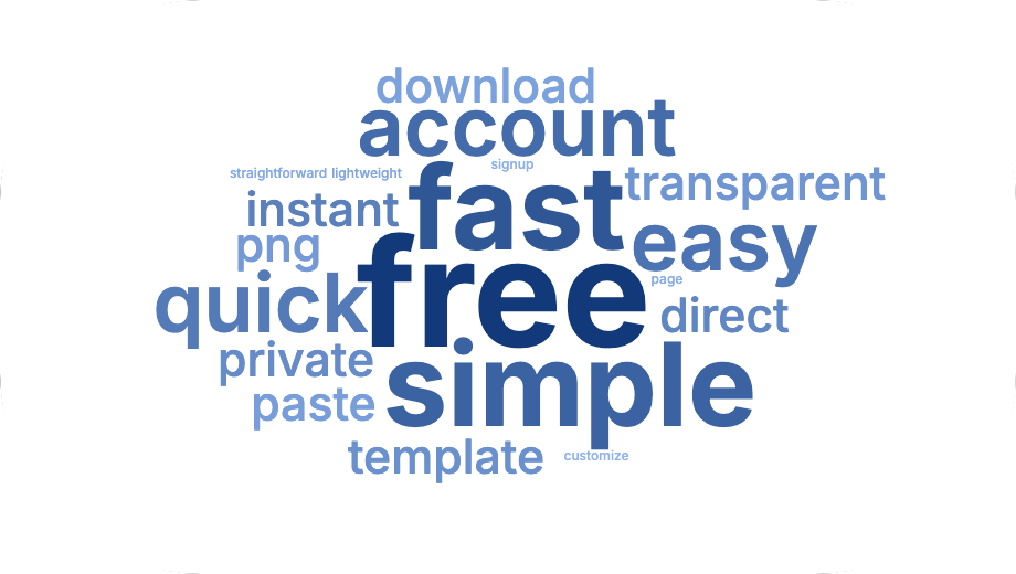 Nuage de mots montrant pourquoi CloudMyWords est une alternative rapide, simple et sans compte